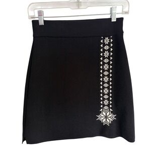 Dale of Norway Geilo Knit Skirt Medium Nordic Snowflake Black Wool Mini Norway